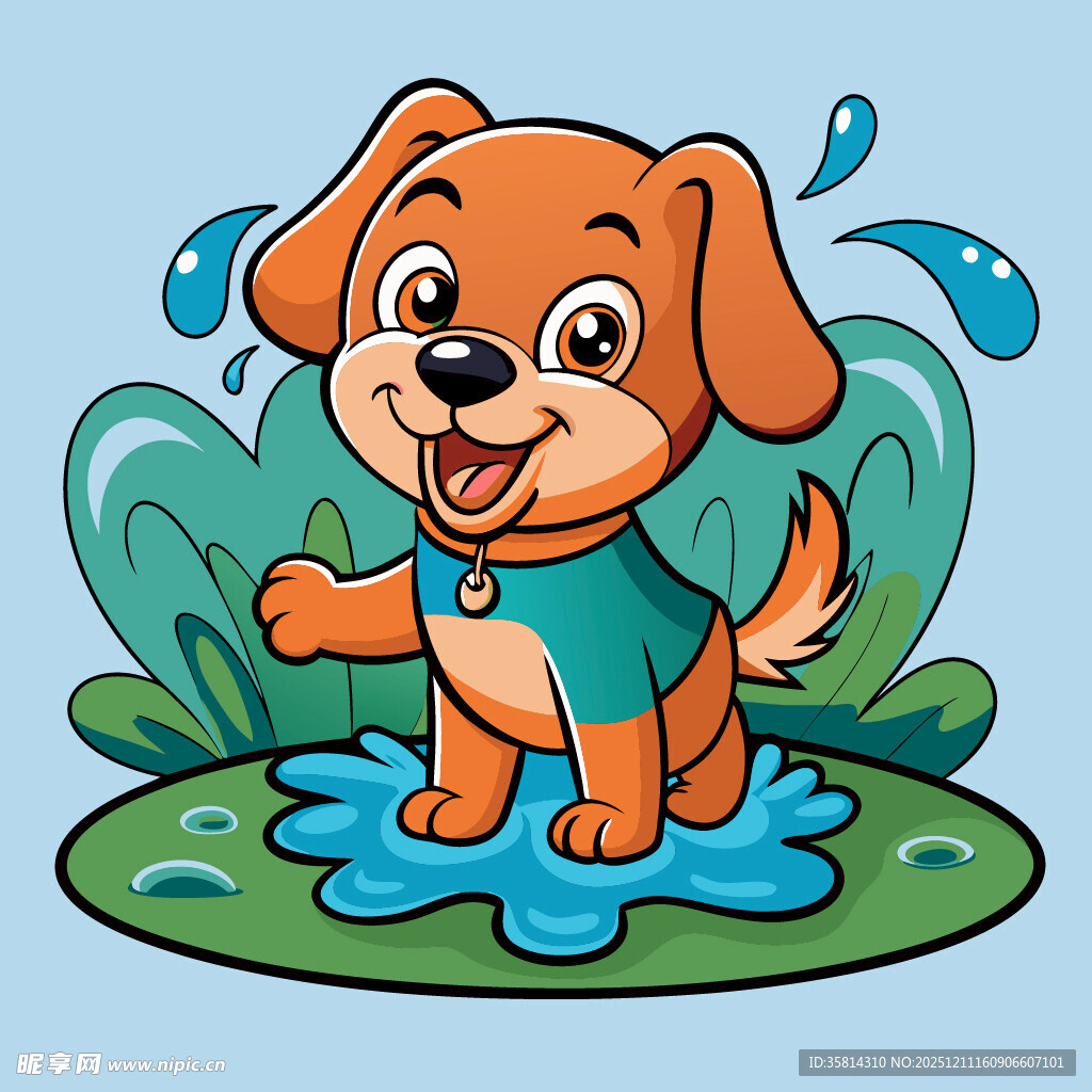 小狗欢快玩水