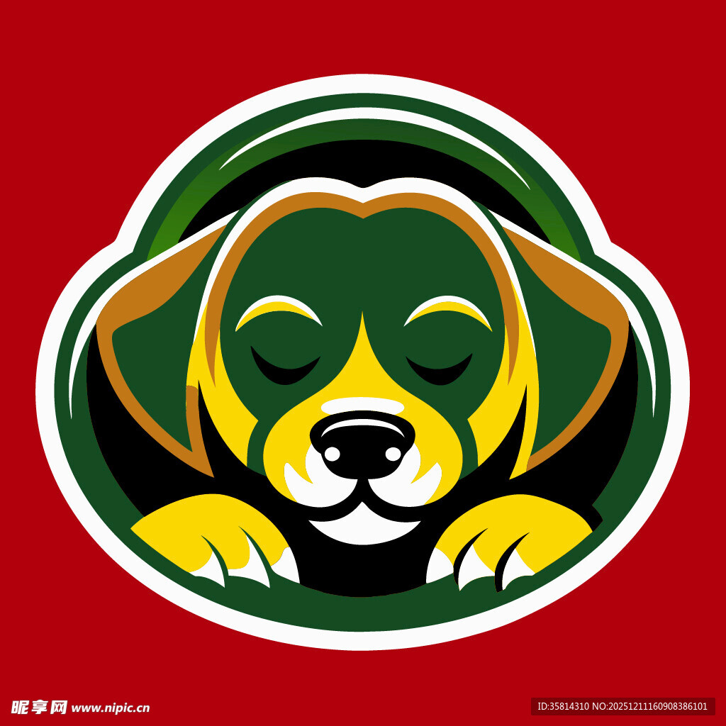 闭眼萌犬标志图案