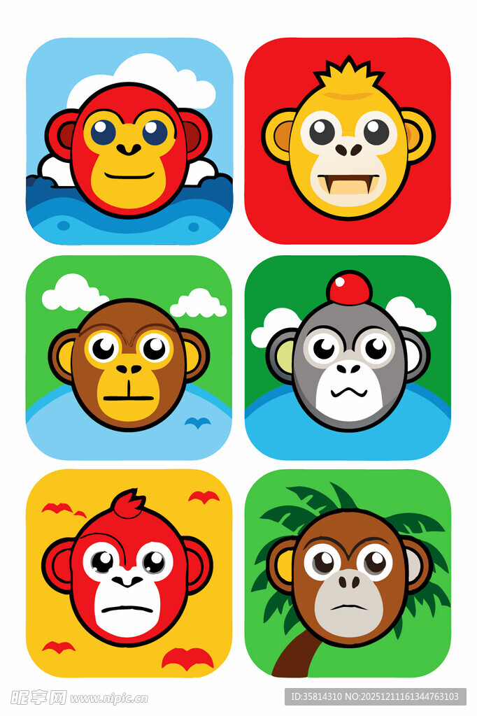 可爱猴子图标集合