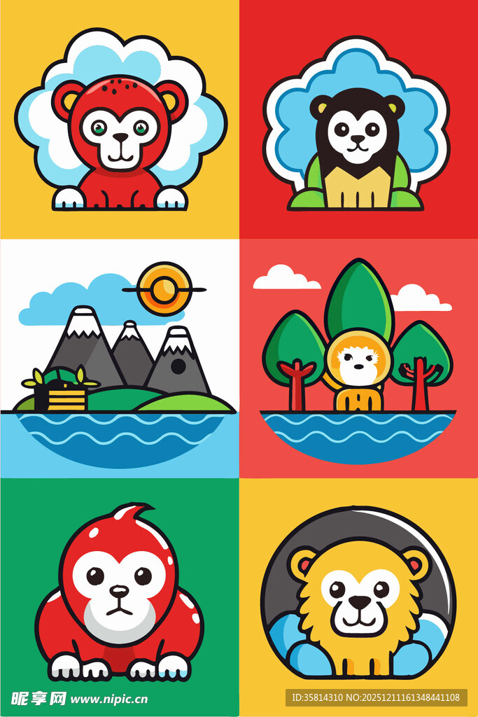 可爱动物卡通插画集合