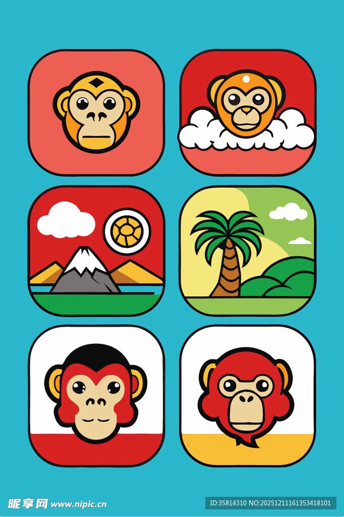 猴子主题可爱图标集合