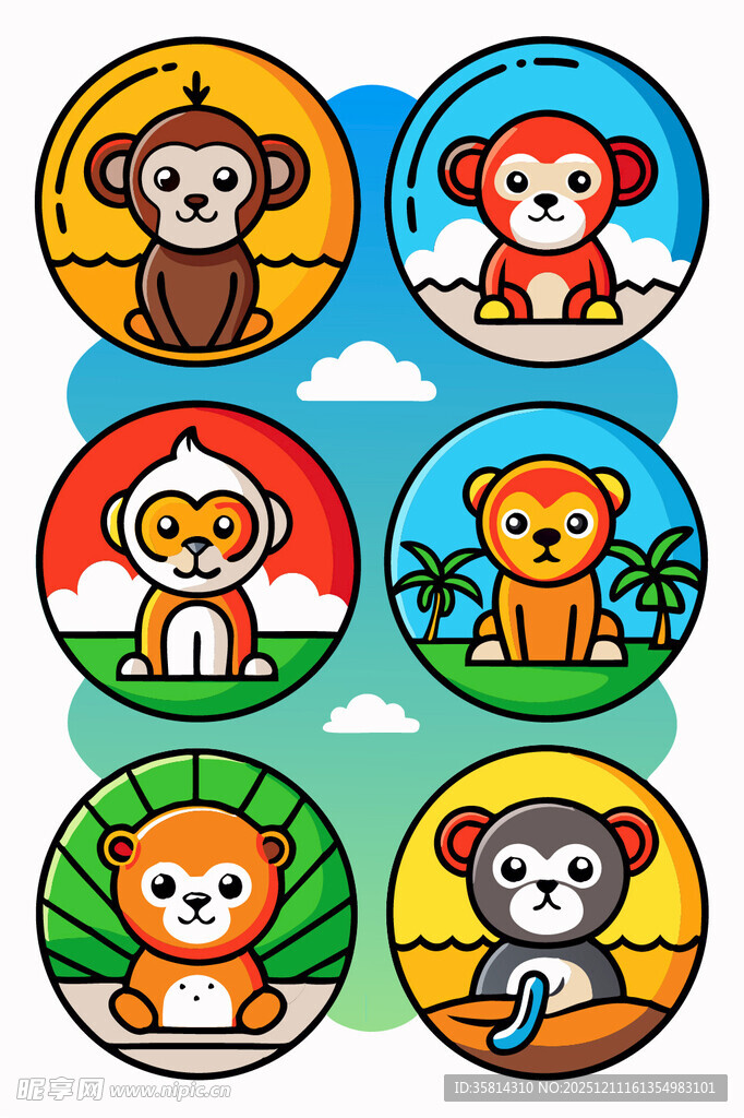 可爱猴子卡通形象集合