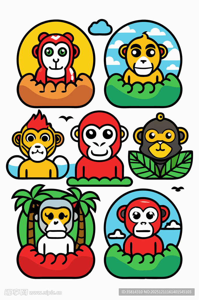 可爱猴子卡通形象集合