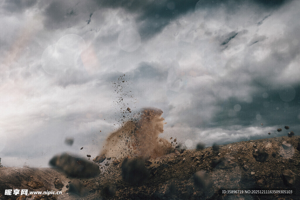 户外泥土飞溅飞沙走石