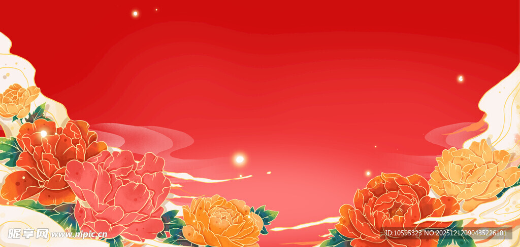 红色牡丹花装饰背景