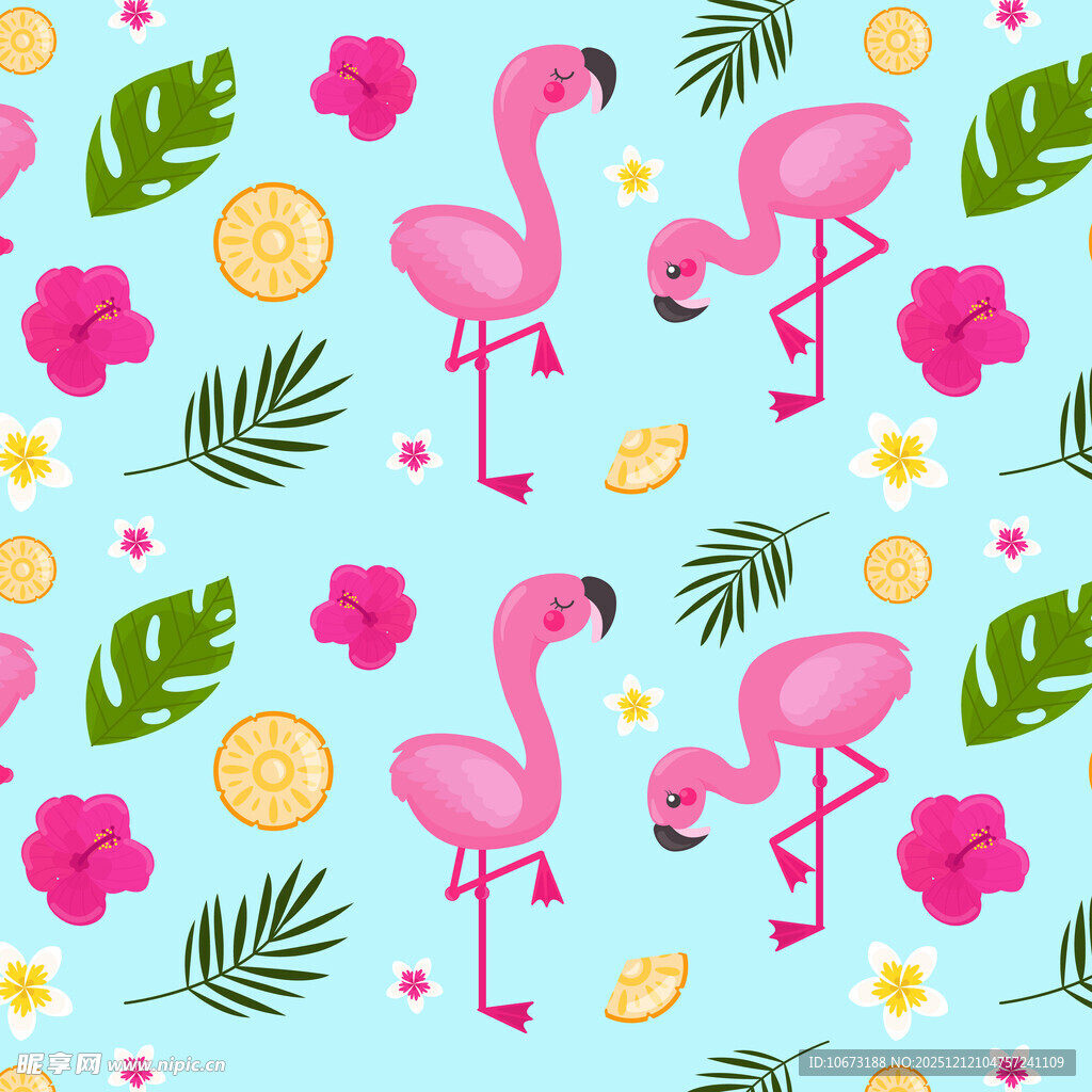 火烈鸟花卉图案背景图