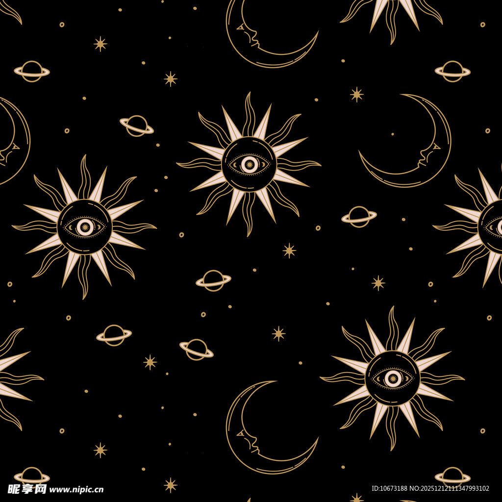黑金太阳月亮眼睛图案背景