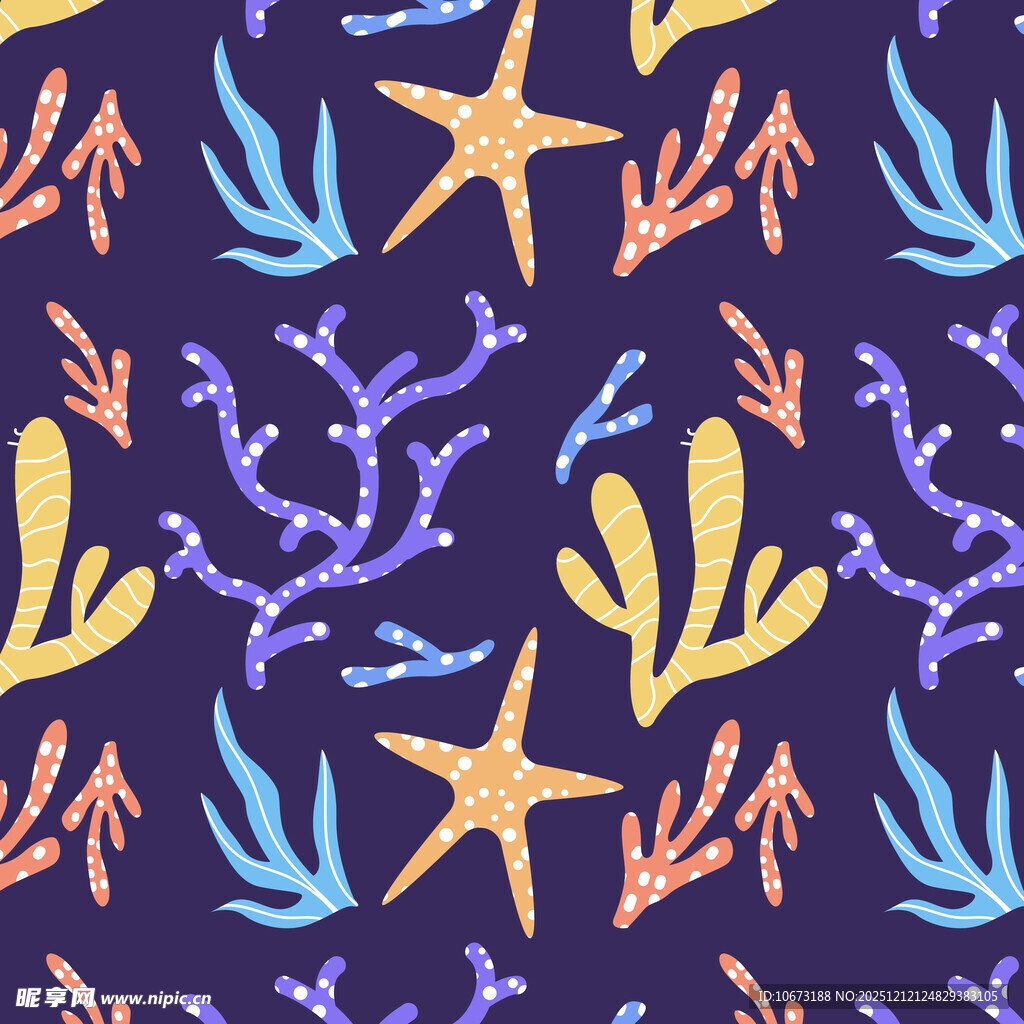 海洋元素水彩图案背景