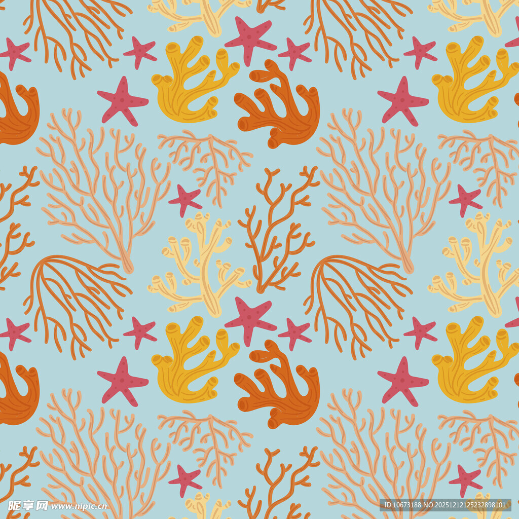 海洋元素无缝图案背景