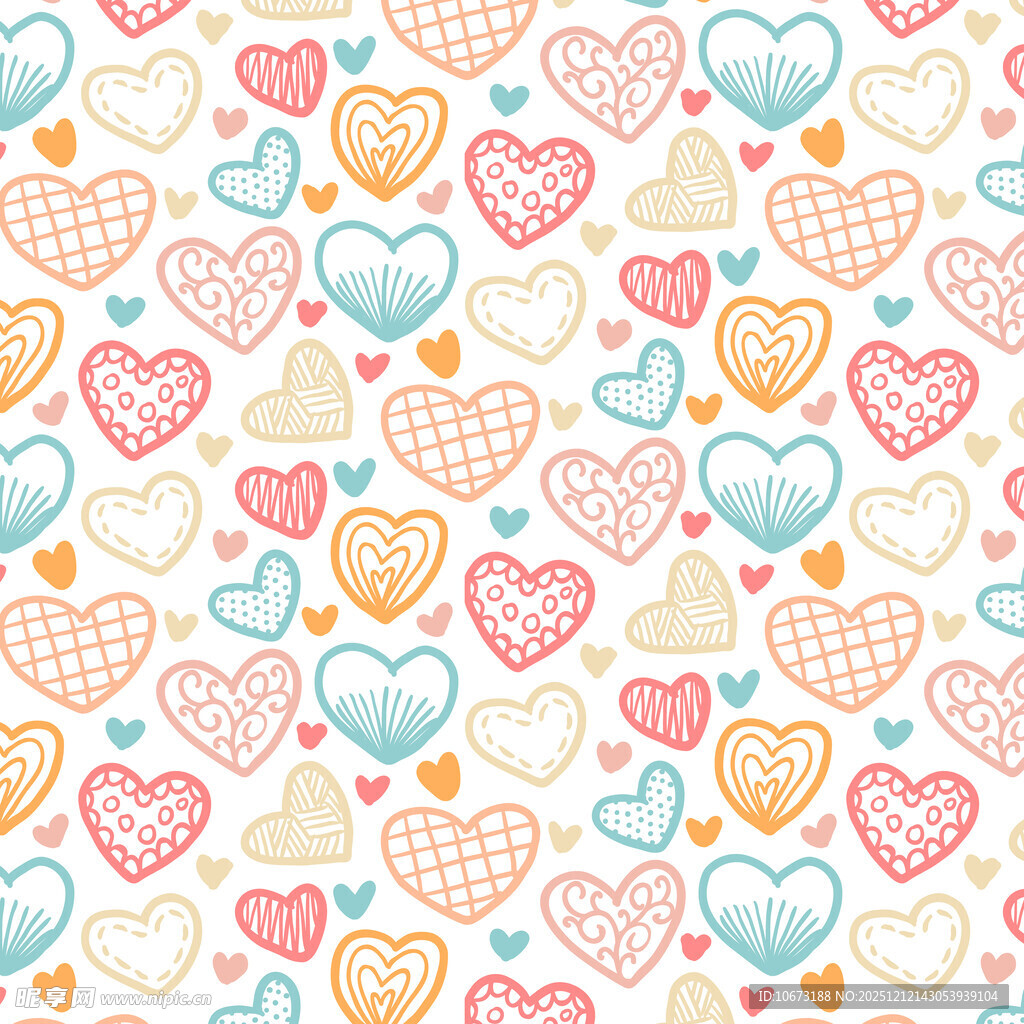 多彩爱心图案背景