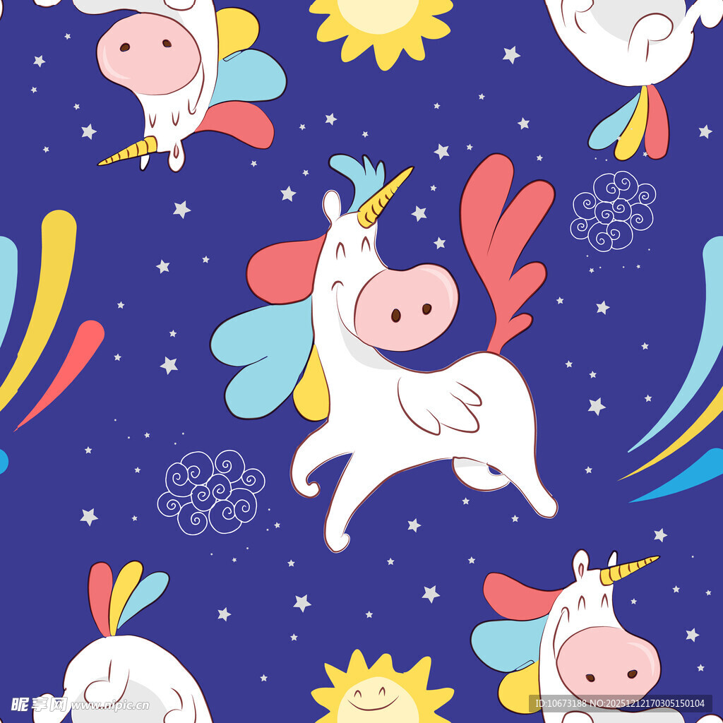 梦幻独角兽与可爱动物图案