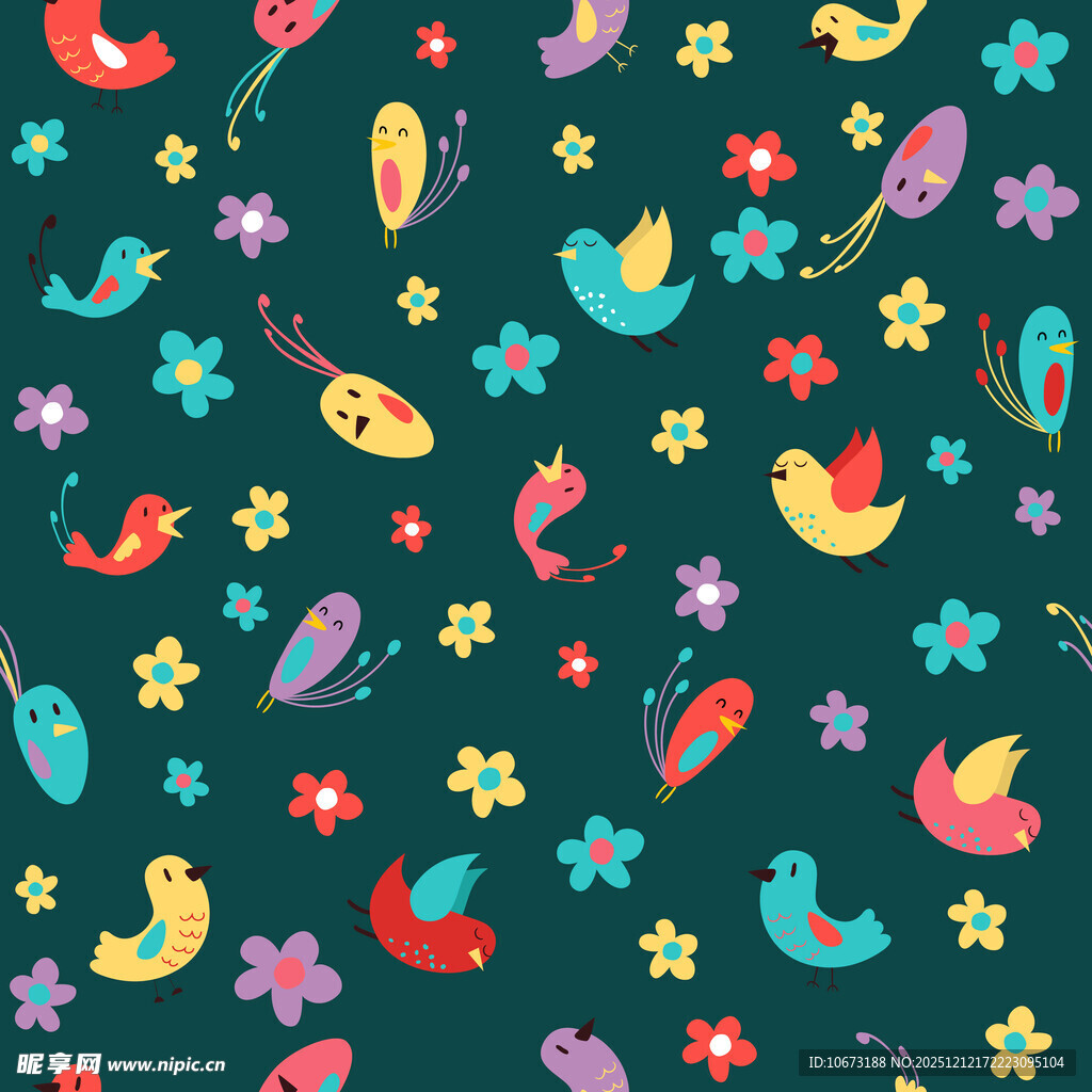 多彩花鸟图案背景