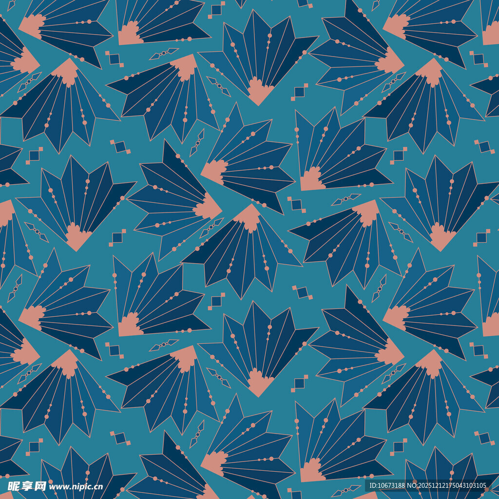 蓝色花卉图案背景纹理