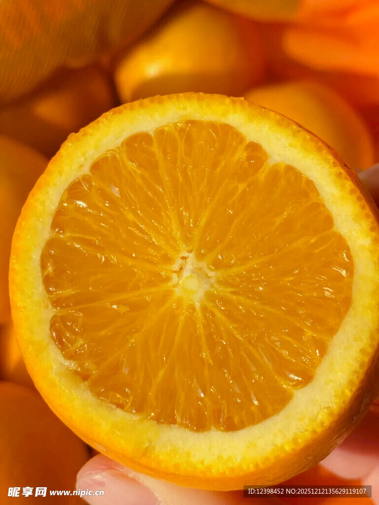 鲜橙切片特写