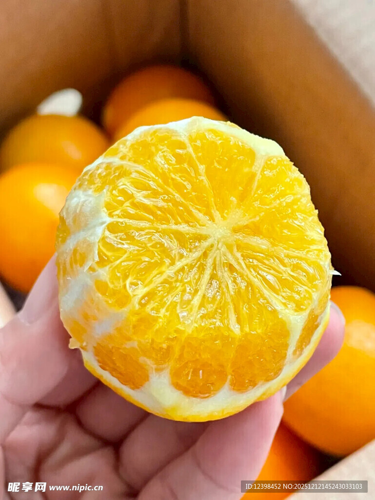 手捧剥开的新鲜橙子