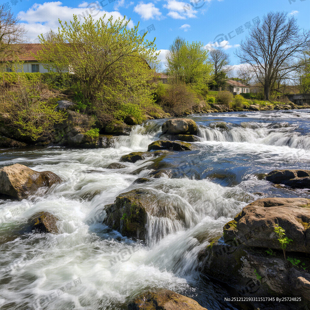 瀑布河流 平原草地 自然风光