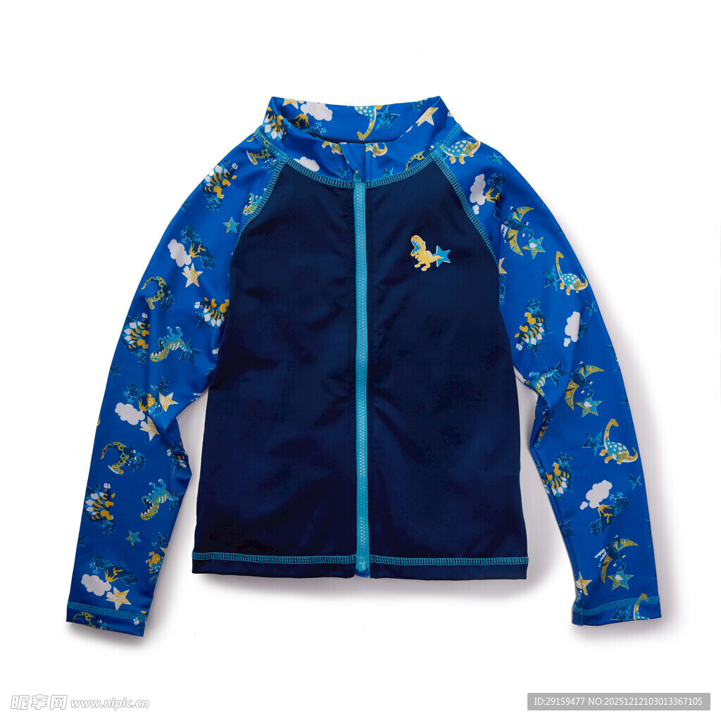 儿童印花拼接拉链外套