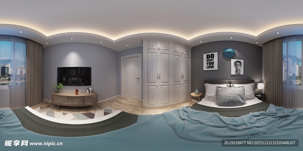 现代简约风弧形卧室空间