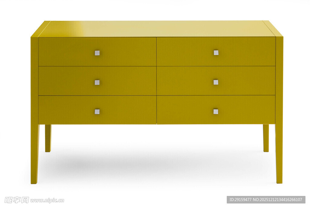 黄色六抽屉简约储物柜