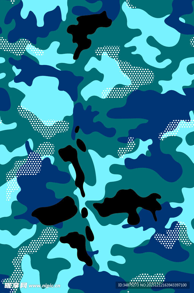 蓝绿迷彩图案纹理