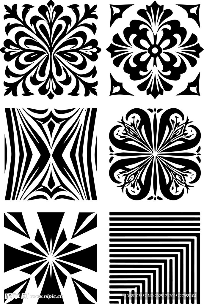 黑白几何花纹图案集合