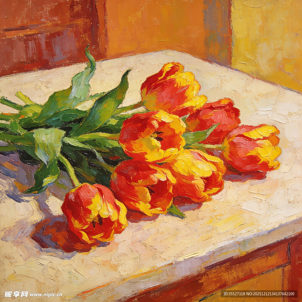 油画 郁金香 装饰画