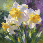 油画 水仙花 海报 背景 装饰