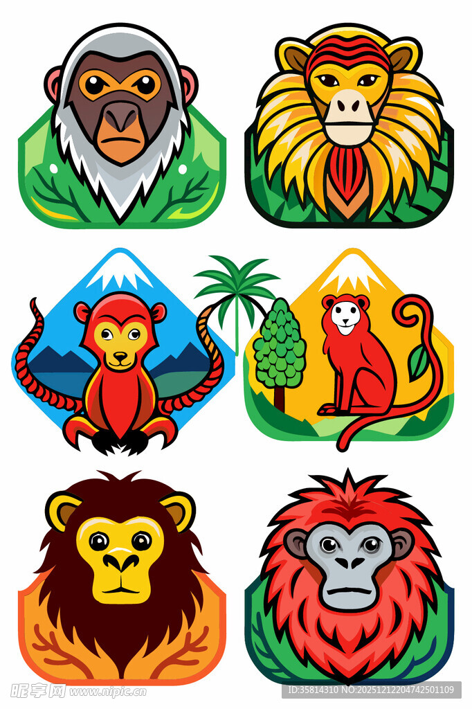 多彩野生动物卡通形象