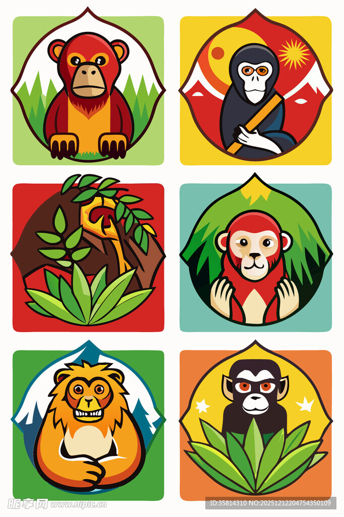 多彩动物卡通头像集合