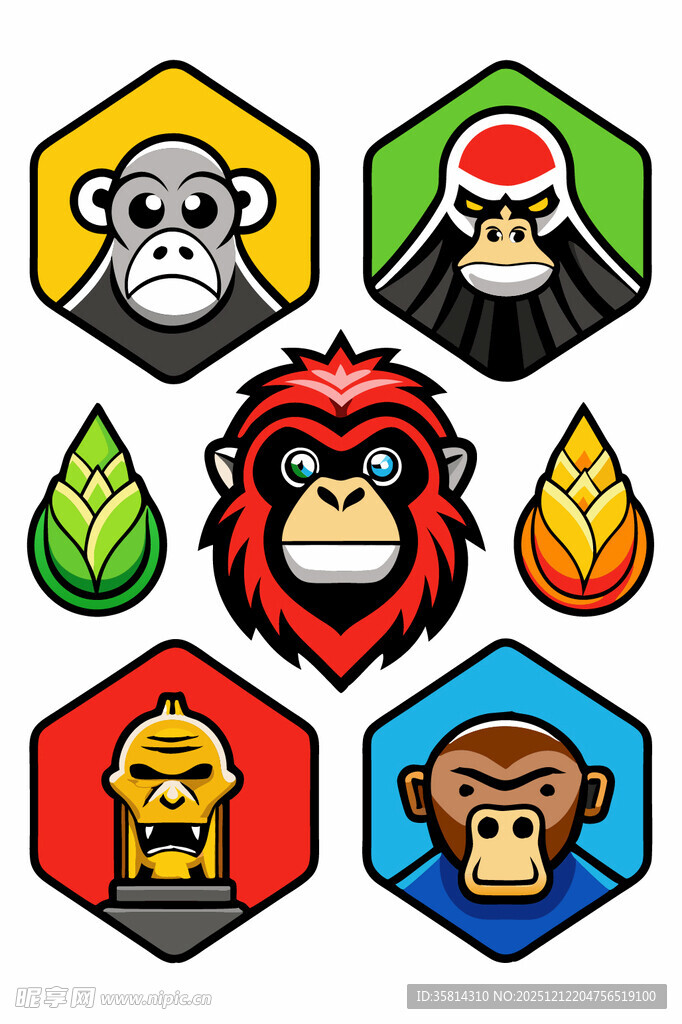 多彩猴子图标集合