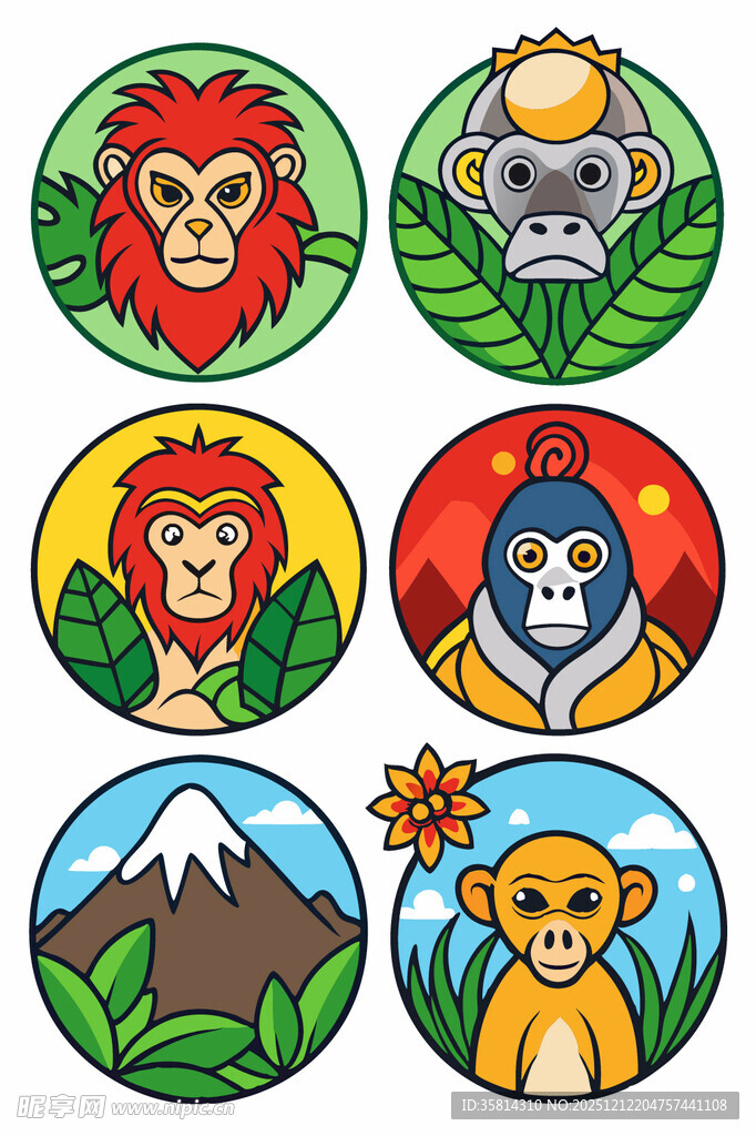 动物圆形图标集合