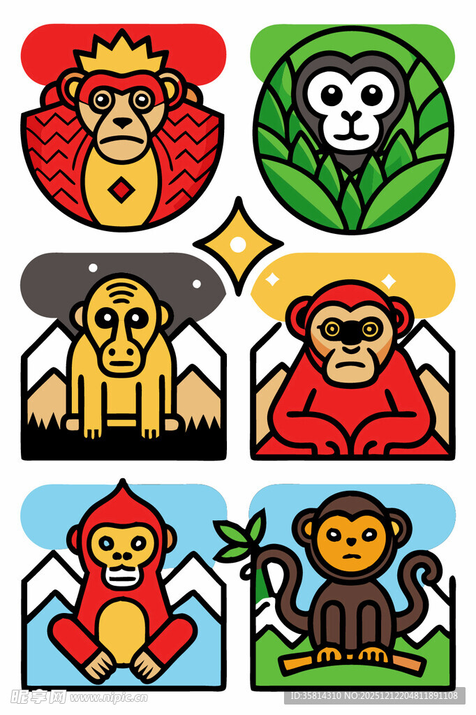 卡通动物头像集合