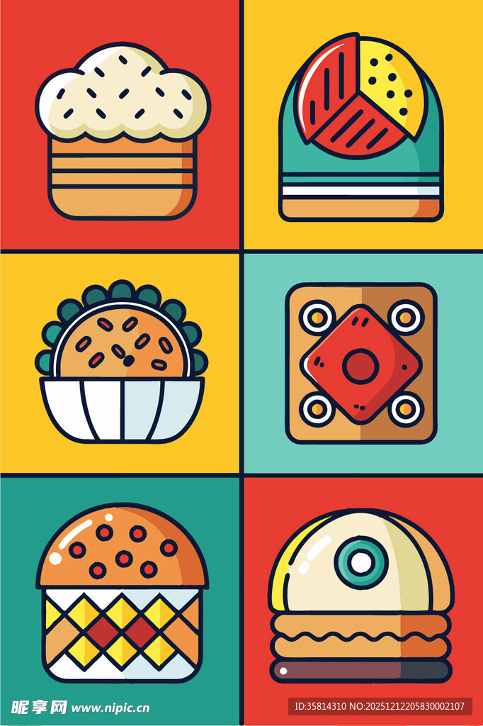 多彩美味糕点图标集合