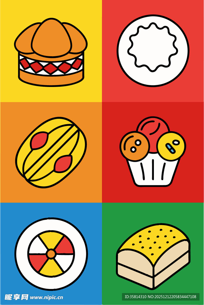 多彩美味糕点图标集合