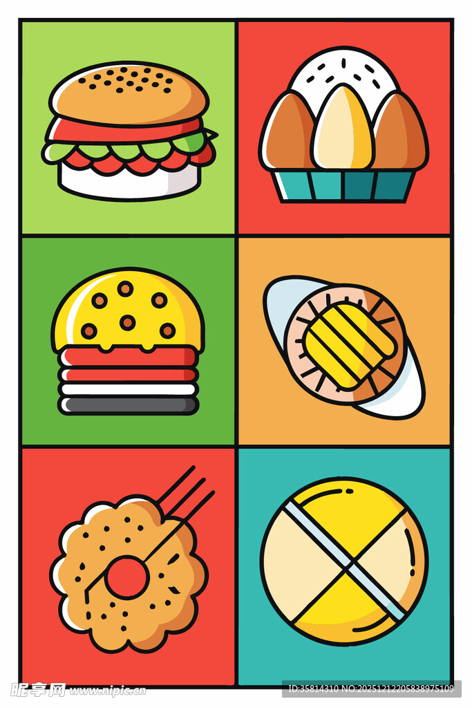多彩卡通美食图案集合