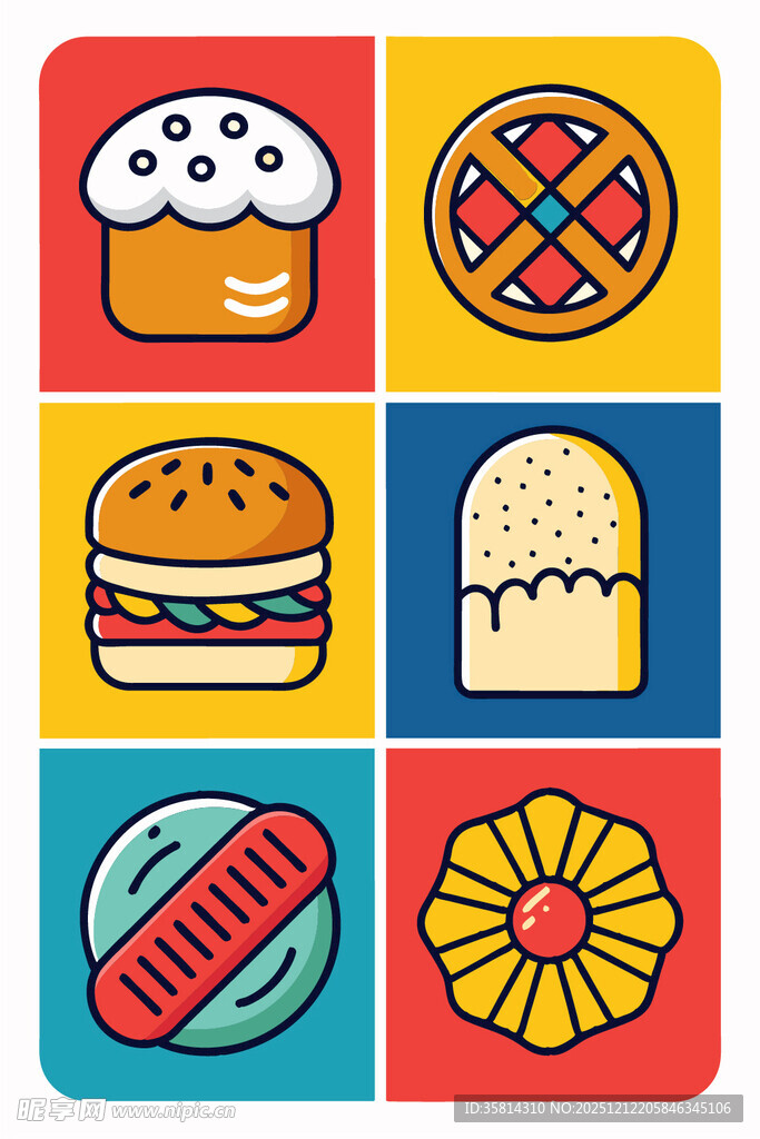 多彩美味糕点图标集合