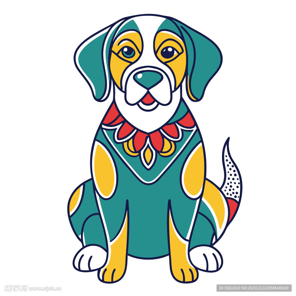 可爱圣伯纳犬卡通插画