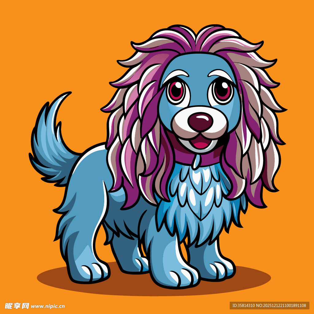 可爱长毛蓝狗卡通形象