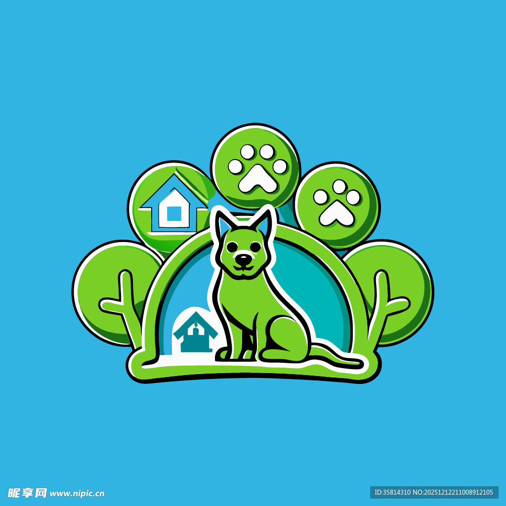 可爱狗狗与家园图标设计