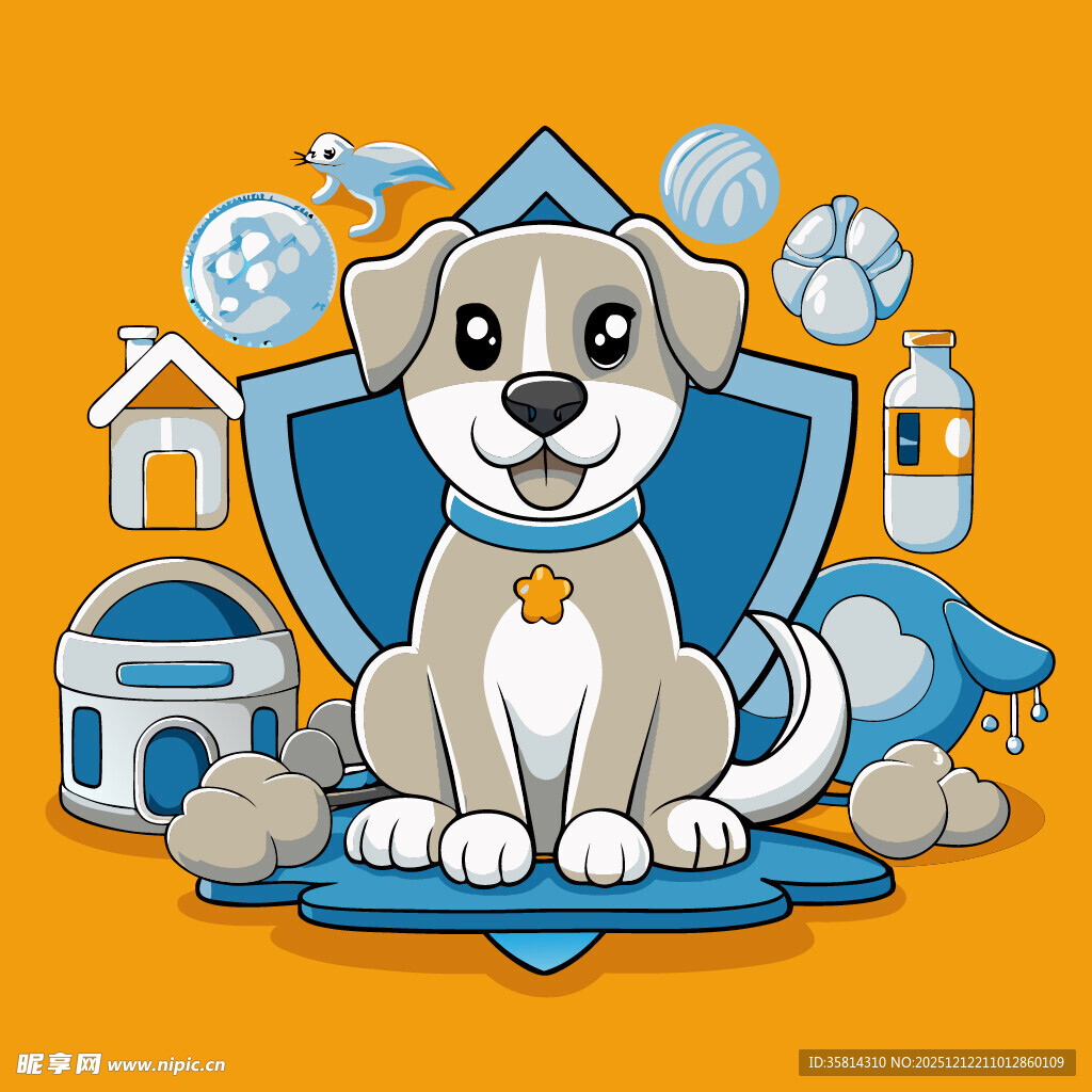 可爱小狗与宠物用品