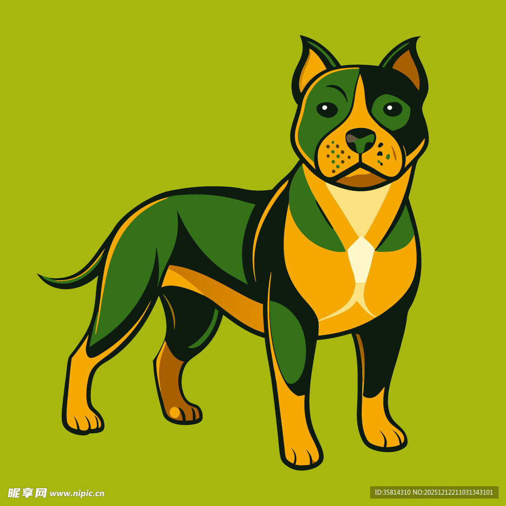 彩色几何风格斗牛犬插画