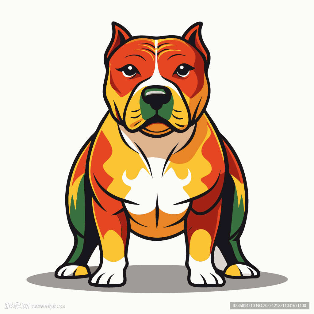 彩色斑点坐姿斗牛犬