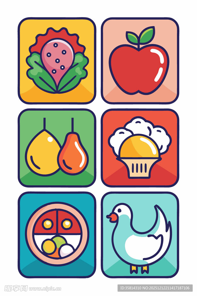 多彩食物图标集合