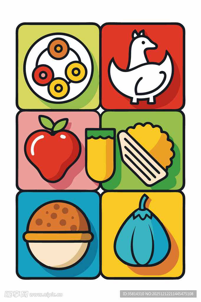 多彩食物图标集合