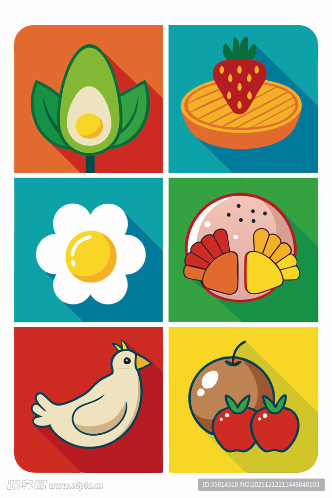 多彩食物图标集合