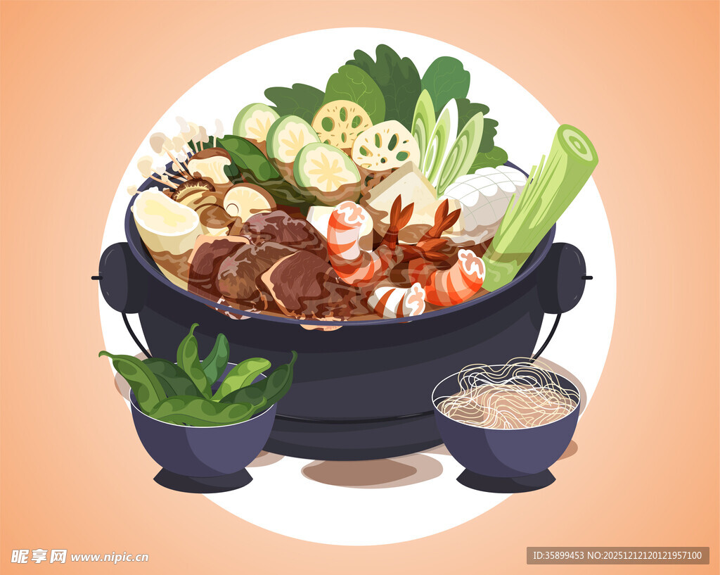 卡通火锅食材插图