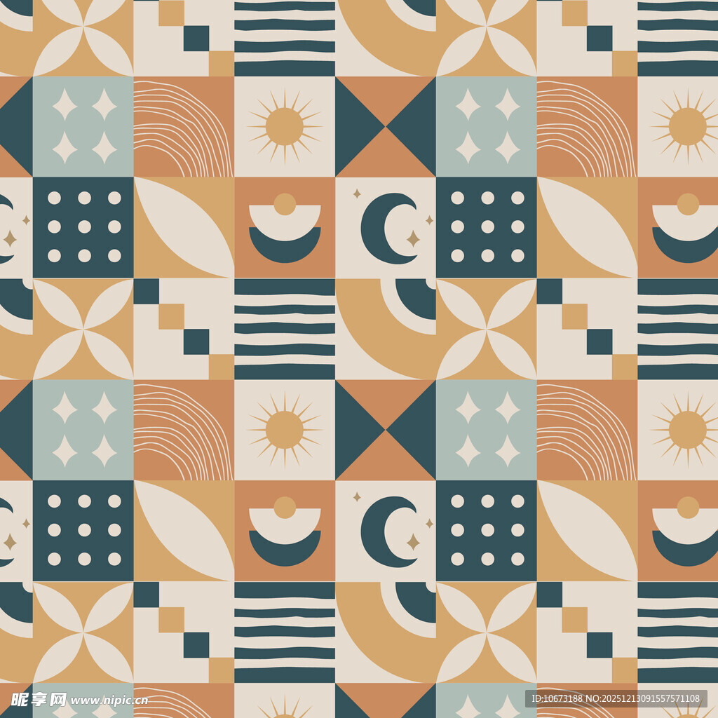 几何图案彩色复古风瓷砖