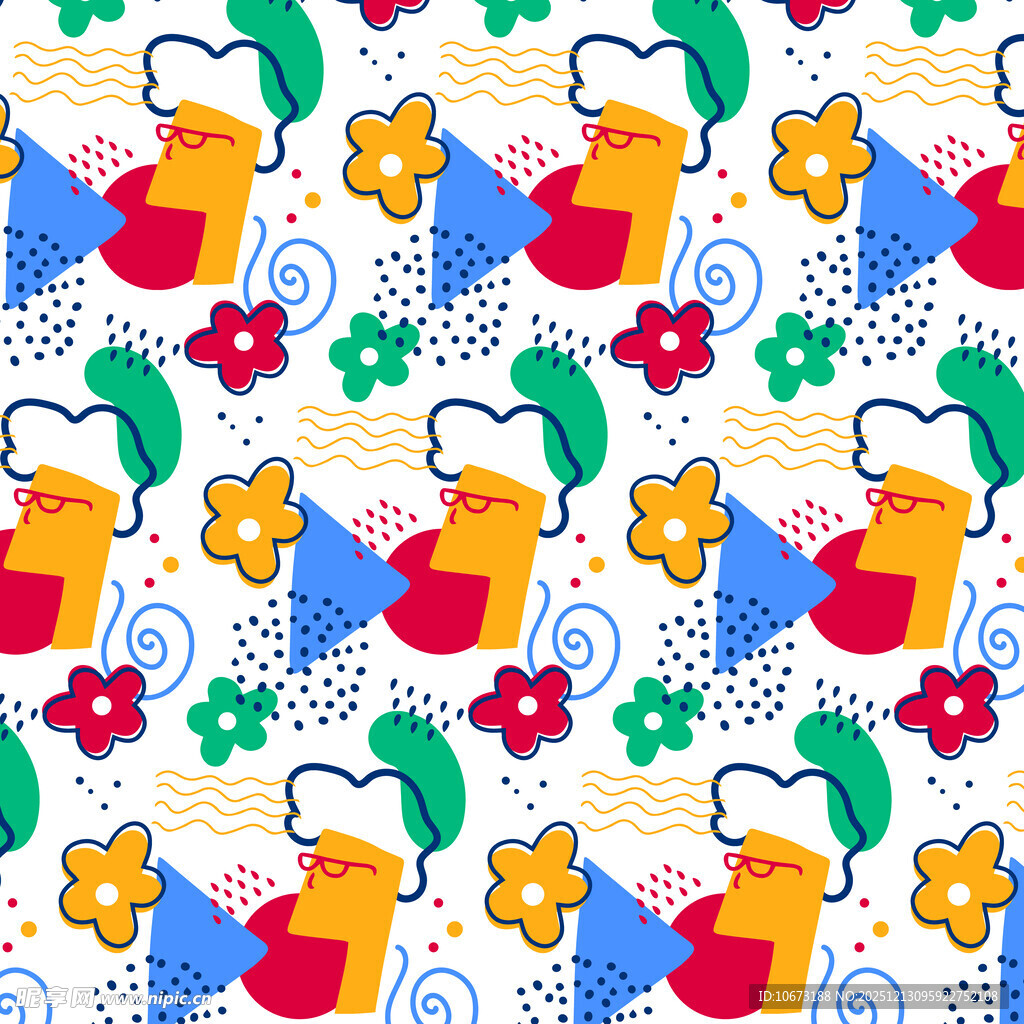 多彩卡通图案无缝背景