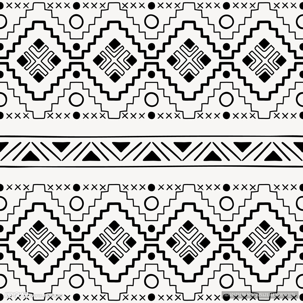 黑白几何民族风图案纹理