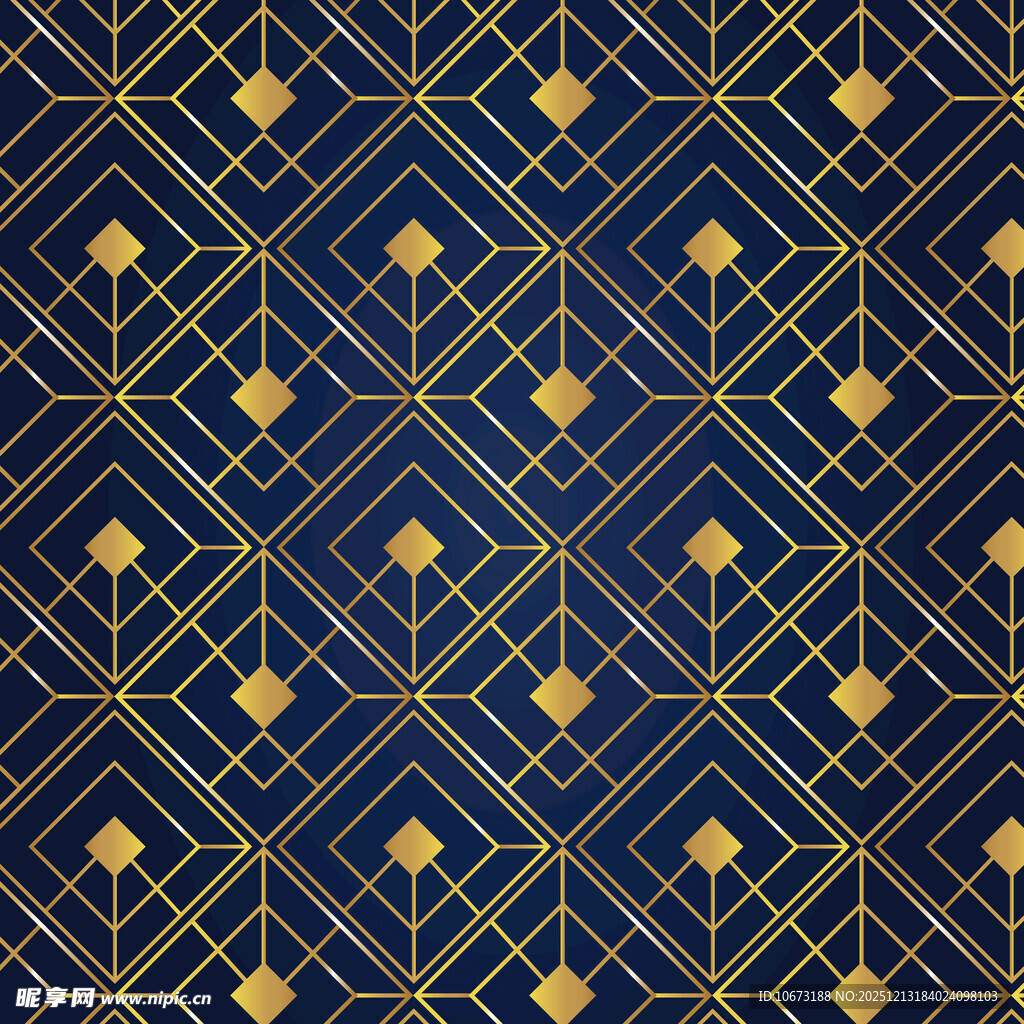 蓝金几何图案背景纹理